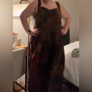 Brown Patchwork overalls
